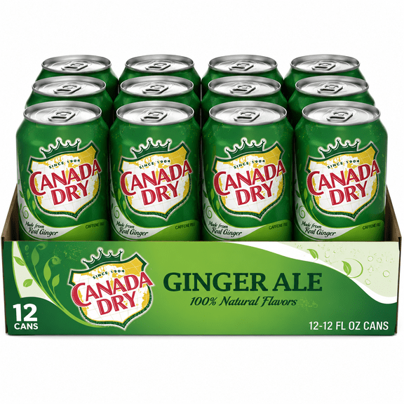 Canada Dry Ginger Ale Soft Drink, Caffeine Free Ginger Flavored Carbonated Beverage, Refreshing Soda Made with Real Ginger, 12 fl oz Cans, 12 Pack