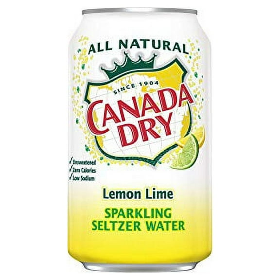Canada Dry Lemon Lime Sparkling Seltzer Water, 12oz Can (Pack of 18, Total of 216 Oz)