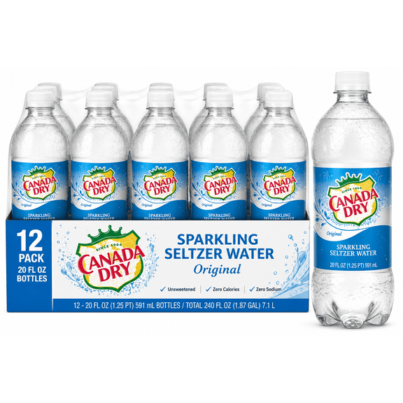 Canada Dry Original Seltzer Water, 12 Count, 20 fl oz Bottles