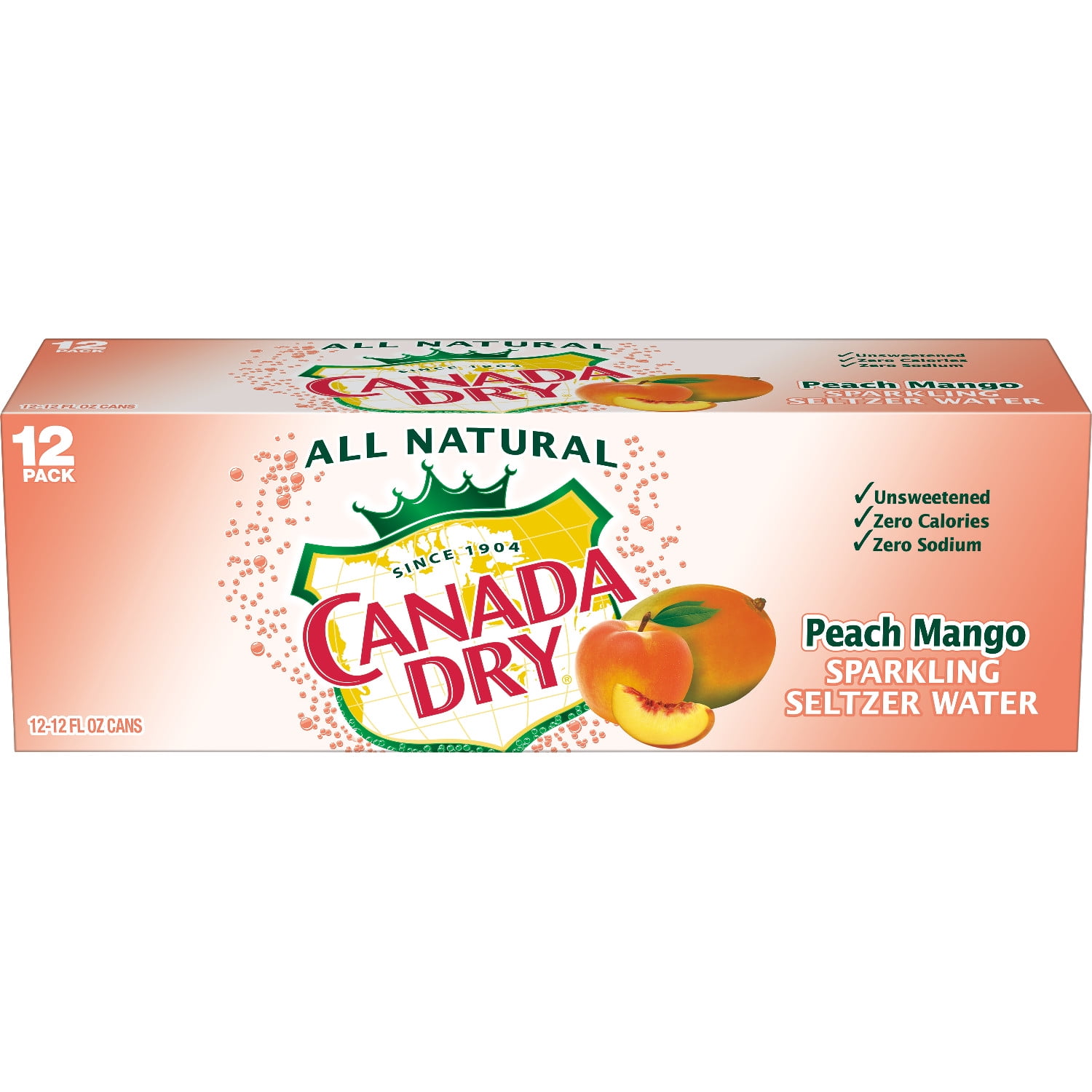 Canada Dry PEach Mango Sparkling Seltzer Water, 12 Fl. oz., 12 Count