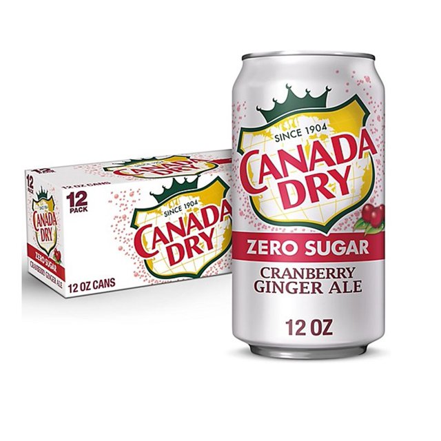 Canada Dry Soda Zero Sugar Cranberry Ginger Ale In Cans, 12 Fl Oz (24