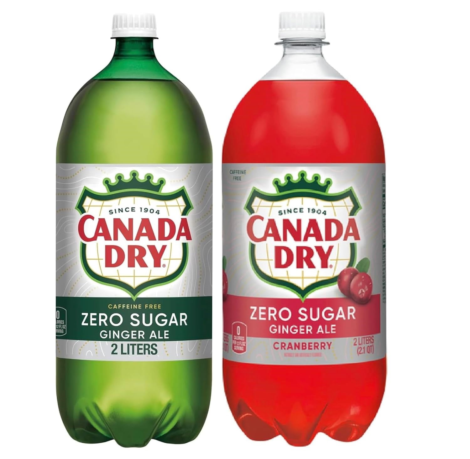 Canada Dry Zero Sugar Ginger Ale, 2 Liters, Ginger and Cranberry