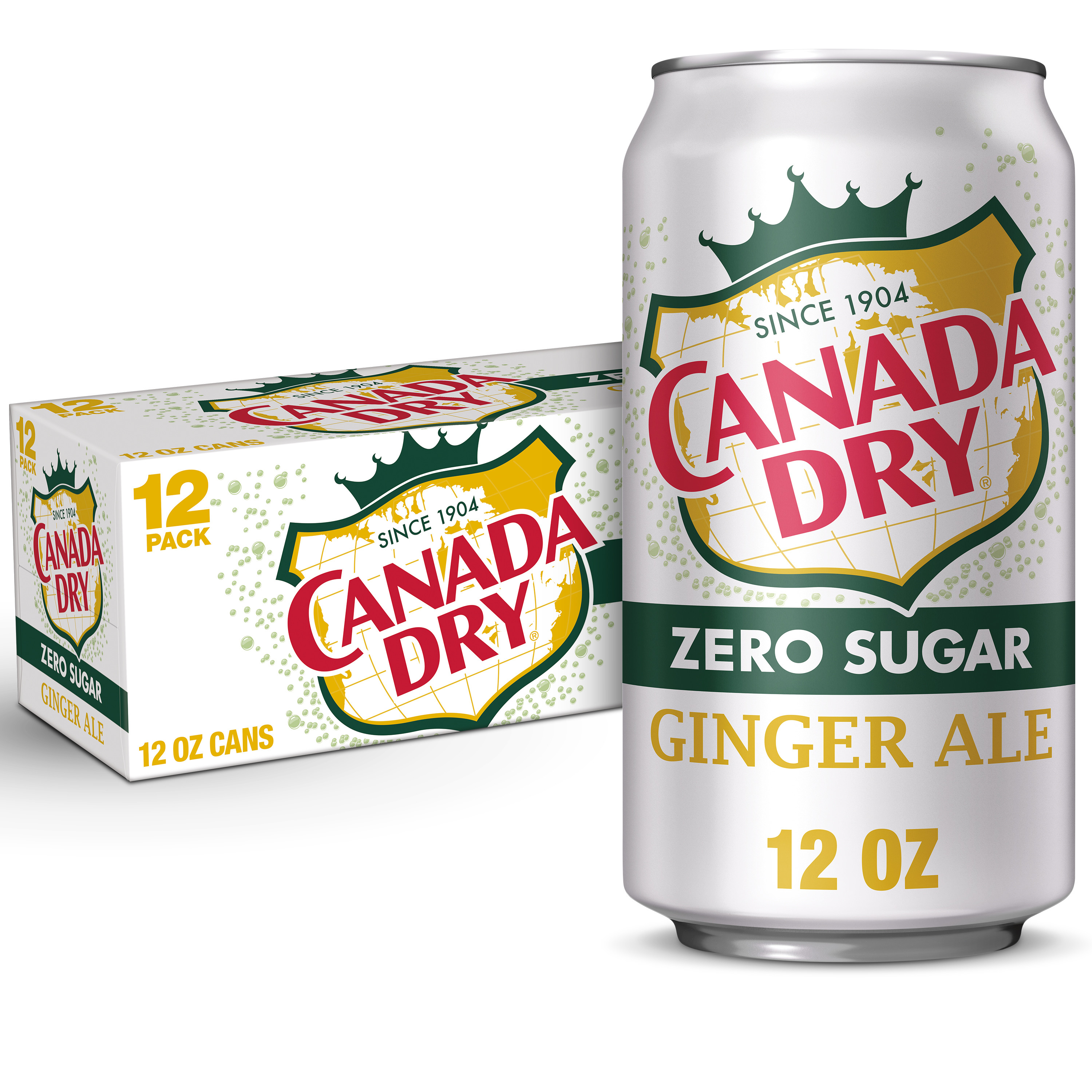 Canada Dry Zero Sugar Ginger Ale Soda Pop, 12 fl oz, 12 Pack Cans - image 1 of 13