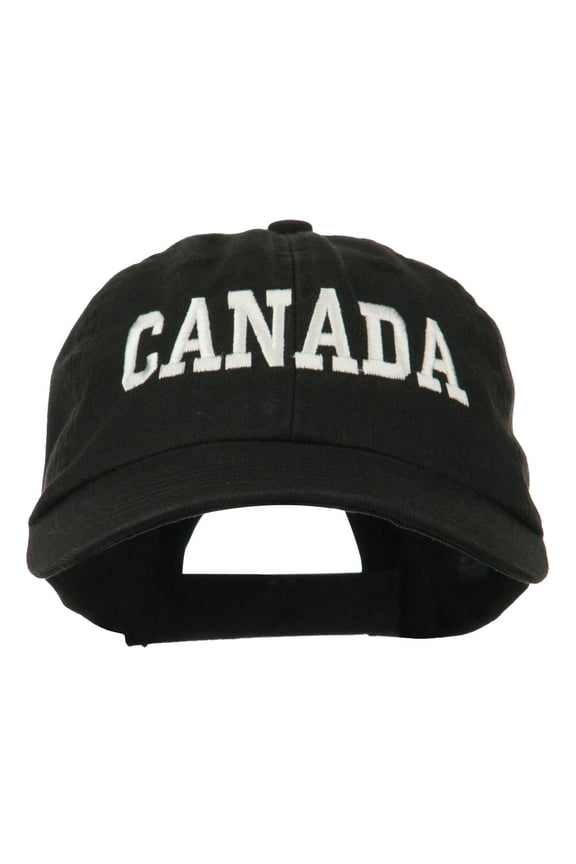 Canada Embroidered Low Profile Pet Spun Washed Cap - Black OSFM