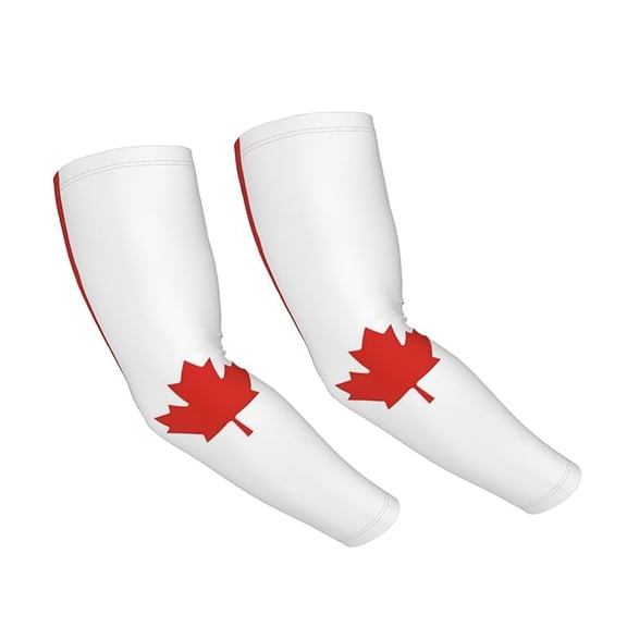 Canada Flag Arm Sleeves for Sun Protection Breathable UV Blocking Sports Sleeves for Outdoor Running Cycling Cooling Compression Sleeves with Maple Leaf
