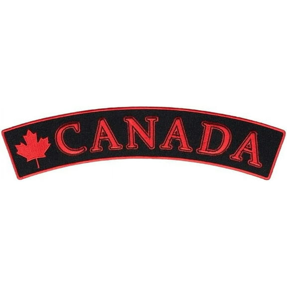 Canada Flag Black Rocker Patch, Large Size