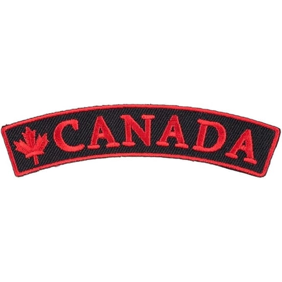Canada Flag Black Rocker Patch, Small Size