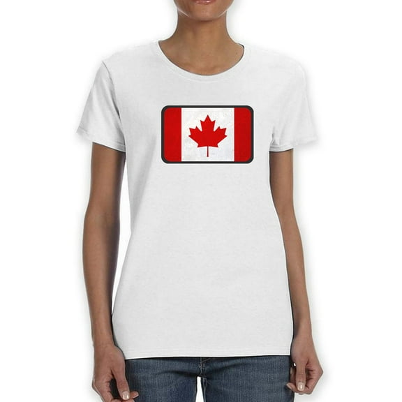 Canada Flag Box Stamp Women T-Shirt, Female XX-Large