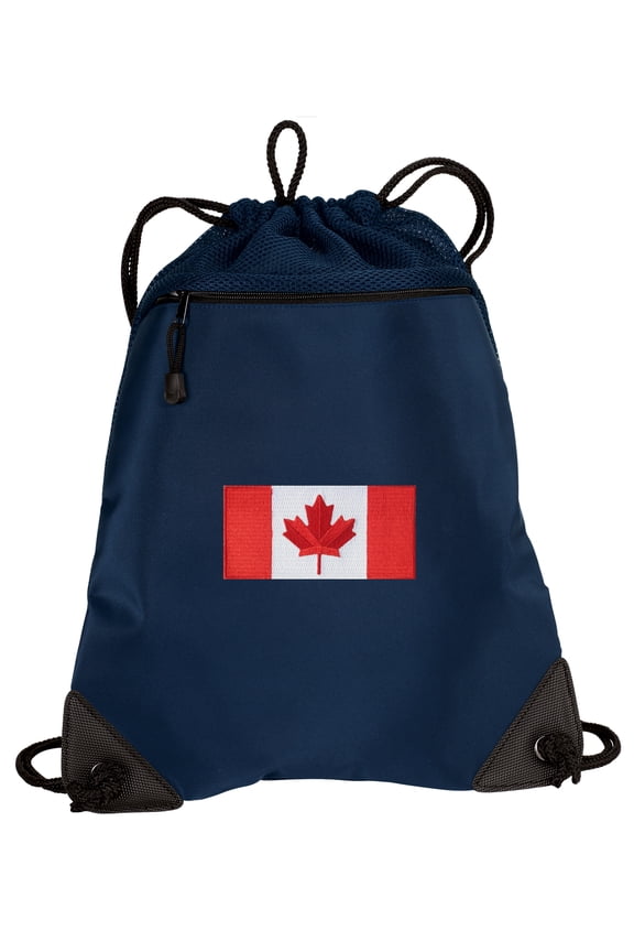 Canada Flag Cinch Pack Backpack TWO SECTION Canada Drawstring Bag with Unique Mesh & Microfiber Sections