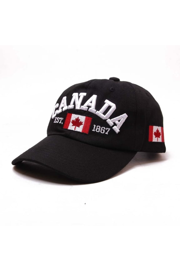 Canada Flag Embroidered Baseball Cap, Adjustable Cotton Dad Hat, Breathable Sun Hat for Canada Day & Outdoor Activities, 7 Colors, One Size