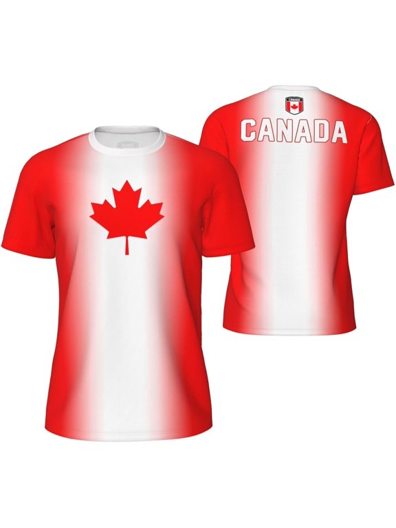 Canada Flag Gradation T-Shirt Sports Jerseys for Running Soccer Tennis Fitness