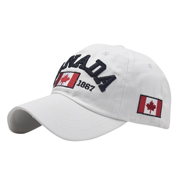 Canada Flag Hat Maple Leaf Embroidered Baseball Cap Adjustable Summer Cotton Women's Men's Golf Cap Sport Outdoor Fitted Plain Cap