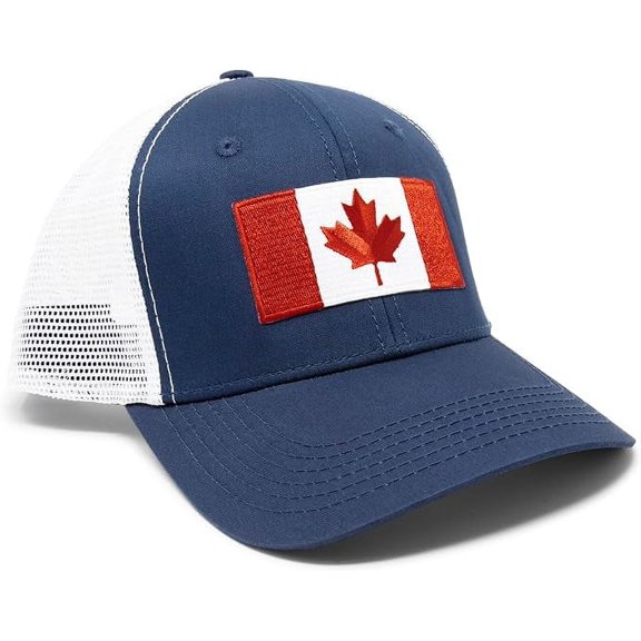 Canada Flag Hat for Men and Women – Snapback Trucker Baseball Cap by International Tie (Navy/White)