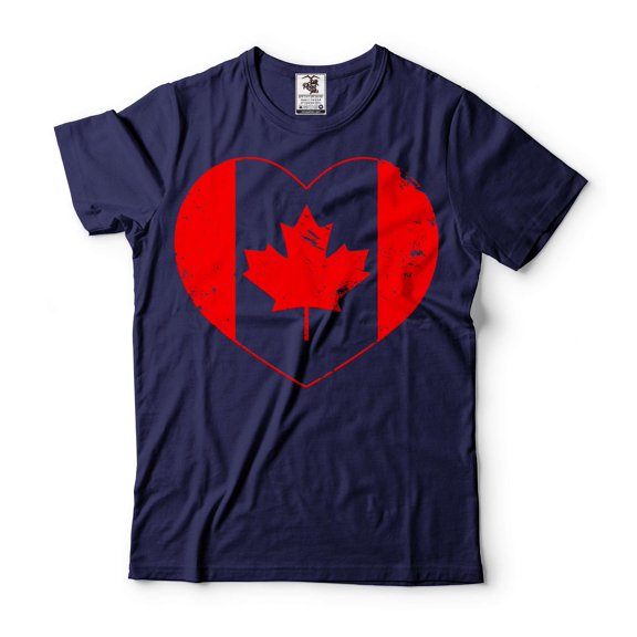 Canada Flag Heart Shirt Canada Patriotic Unisex Shirt Canada Country Flag Shirt Canada Day Shirt (Medium Navy Blue)