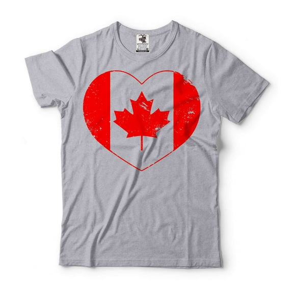 Canada Flag Heart Shirt Canada Patriotic Unisex Shirt Canada Country Flag Shirt Canada Day Shirt (Small Grey)