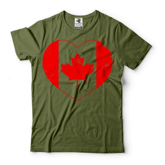 Canada Flag Heart Shirt Canada Patriotic Unisex Shirt Canada Country Flag Shirt Canada Day Shirt (Small Military Green)