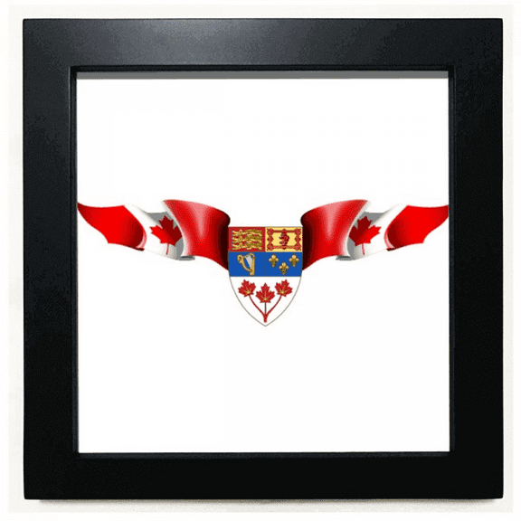Canada Flag National Emblem Black Square Frame Picture Wall Tabletop