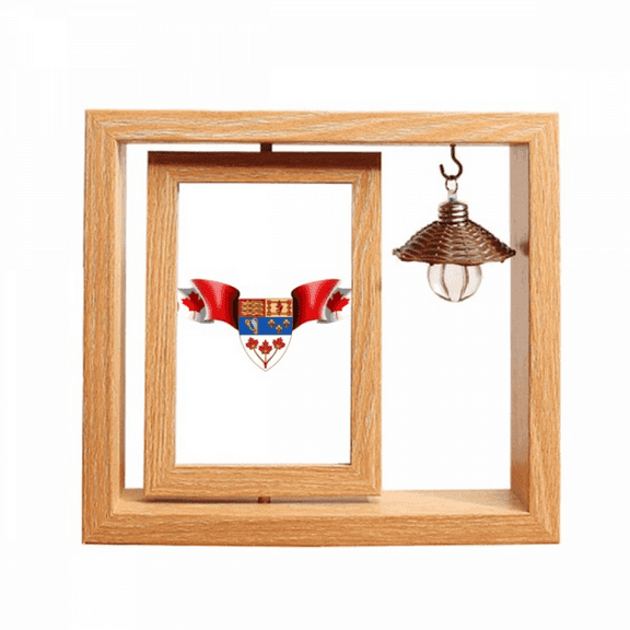 Canada Flag National Emblem Wooden Rotating Picture Photo Frame 4x6
