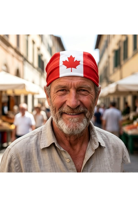 Canada Flag Neck Gaiter Lightweight Chiffon Stretch Head Wrap Patriotic Sun Protection Headband For Cycling Running Hiking Camping(Watermelon Red-70Cm)