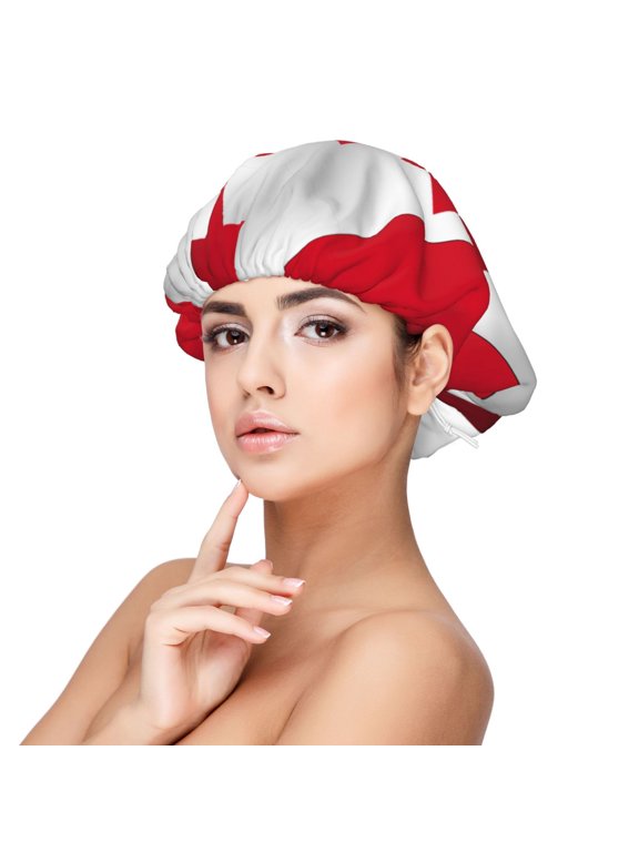 Canada Flag Pattern Sleep Cap Satin Bonnet Night Sleeping Soft Hair Turbans For Women
