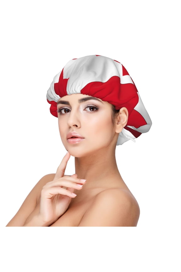 Canada Flag Pattern Sleep Cap Satin Bonnet Night Sleeping Soft Hair Turbans For Women