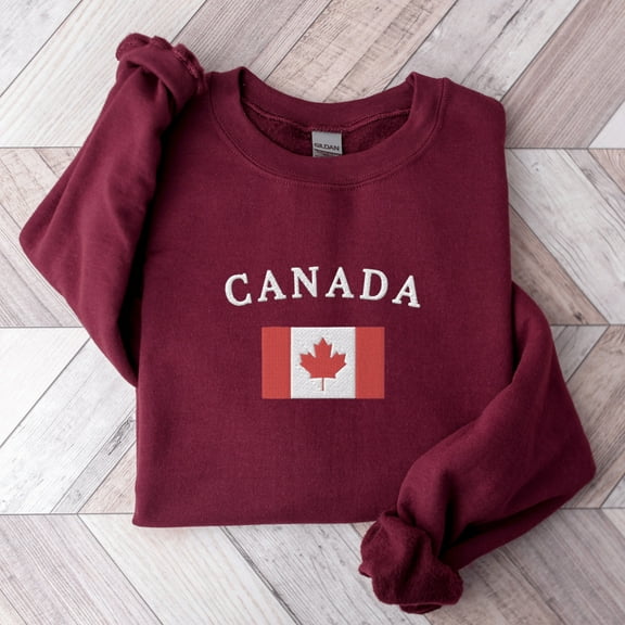 Canada Flag Sweatshirt, Embroidered Canada Crewneck Sweatshirt, Canadian Flag Shirt, Embroidered Canadian Flag Sweater, Sweatshirt