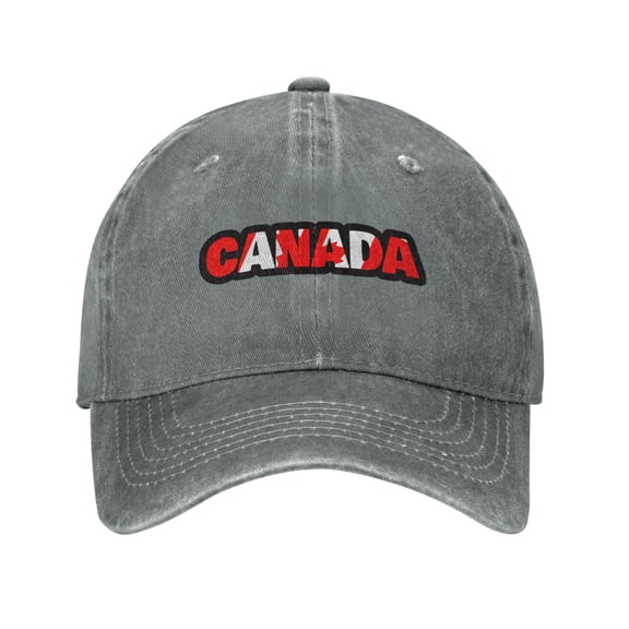 Canada Flag Text Logo Adult Adjustable Classic Washed Casquette Cap Hat Baseball Cap For Man For Woman