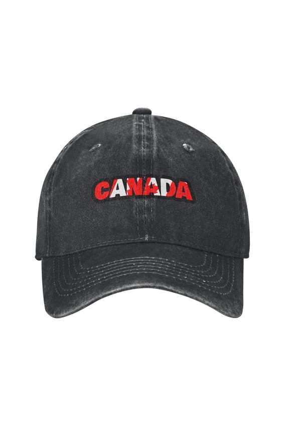 Canada Flag Text Logo Adult Adjustable Classic Washed Casquette Cap Hat Baseball Cap For Man For Woman