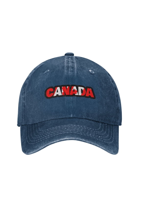 Canada Flag Text Logo Adult Adjustable Classic Washed Casquette Cap Hat Baseball Cap For Man For Woman