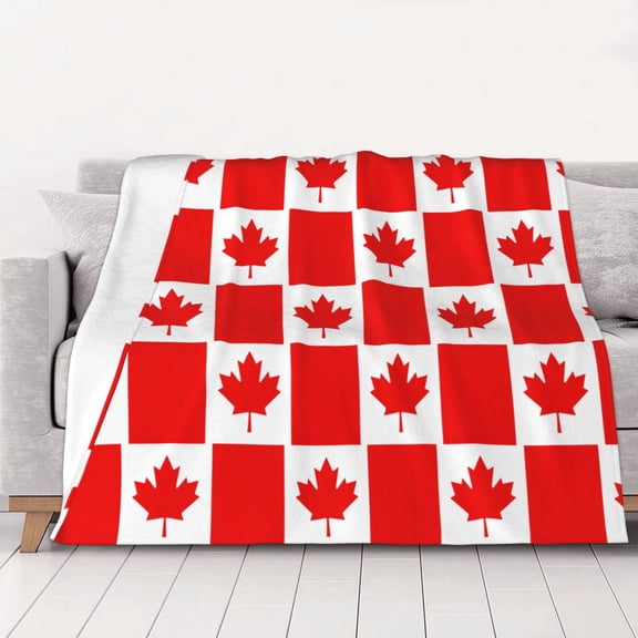 Canada Flag Warm Cozy Plush Throw Blanket for Couch Bed Sofa 50"x40"