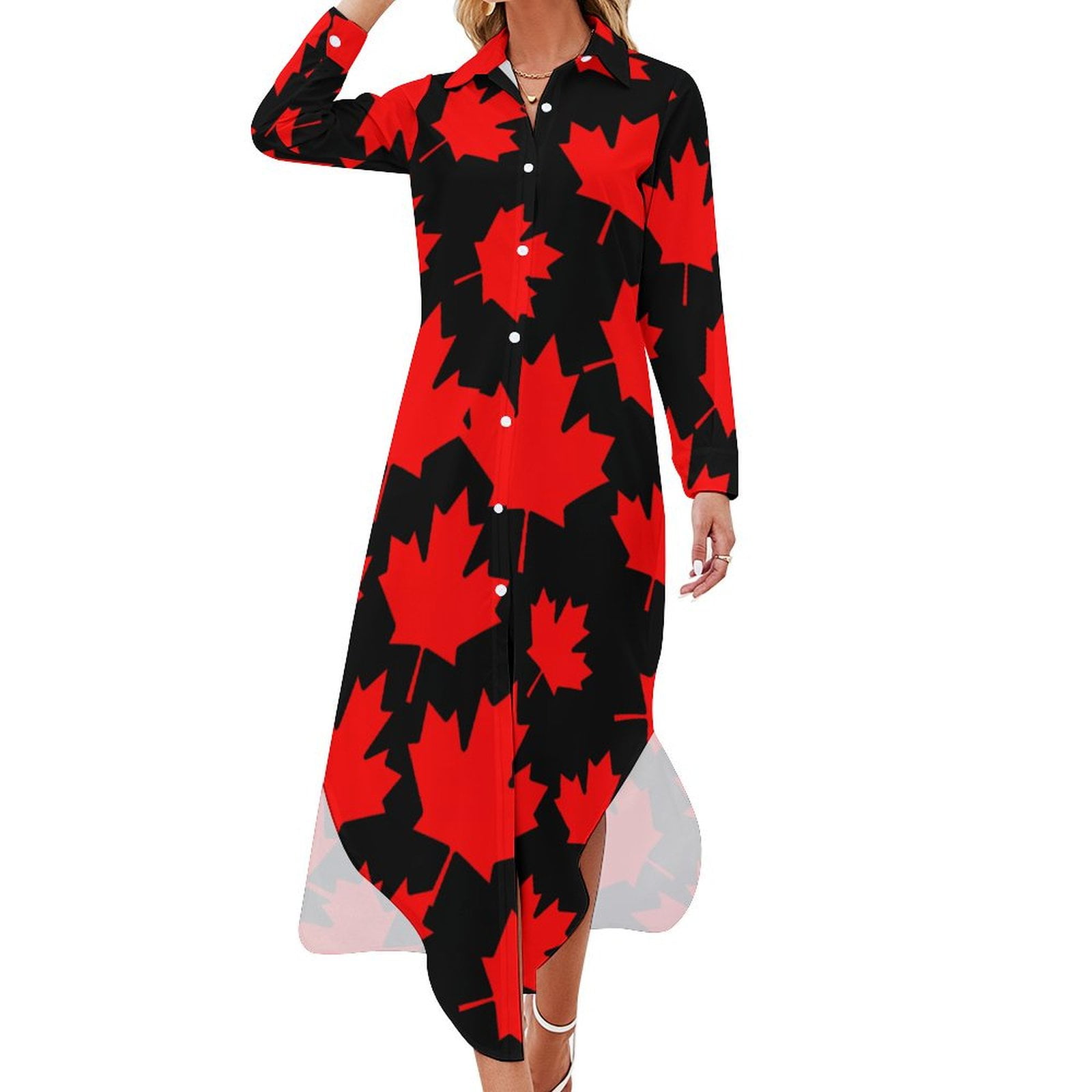 Shirt Dress Summer Dresses With Sleeves Canada Canada Flag Women's