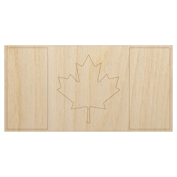 Canada Flag Wood Shape Unfinished Piece Cutout Craft DIY Projects - 6.25 Inch Size - 1/4 Inch Thick