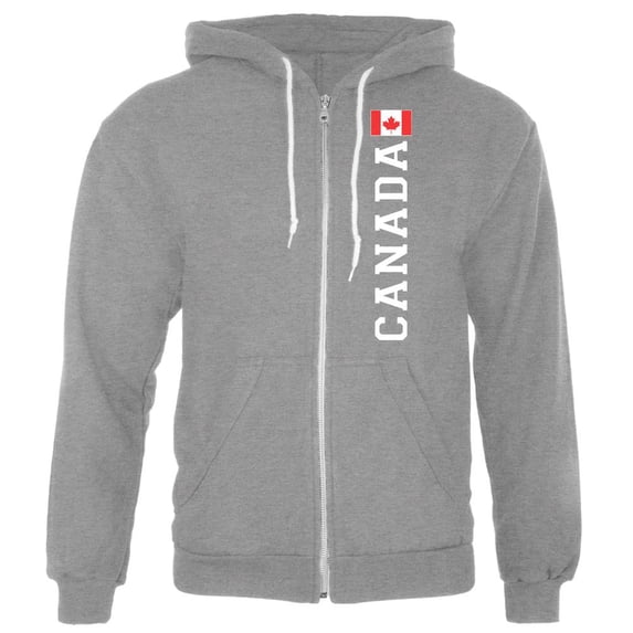 Canada Flag World Cup Mens Full Zip Hoodie Heather X-LG