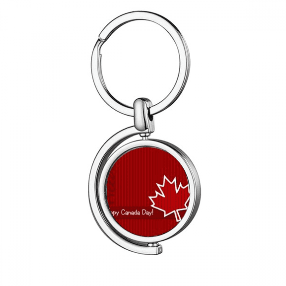 Canada Flavor Happy Canada Day Rotating Keychain Metal Keyring Holder