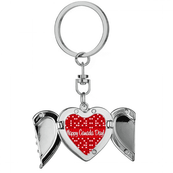 Canada Flavor Happy Canadian Day Heart Angel Wing Key Chain Holder