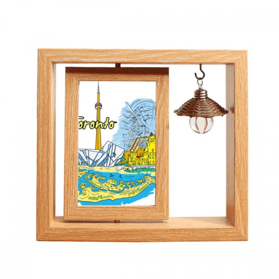 Canada Flavor Toronto Scenery Landmark Wooden Rotating Picture Photo Frame 4x6