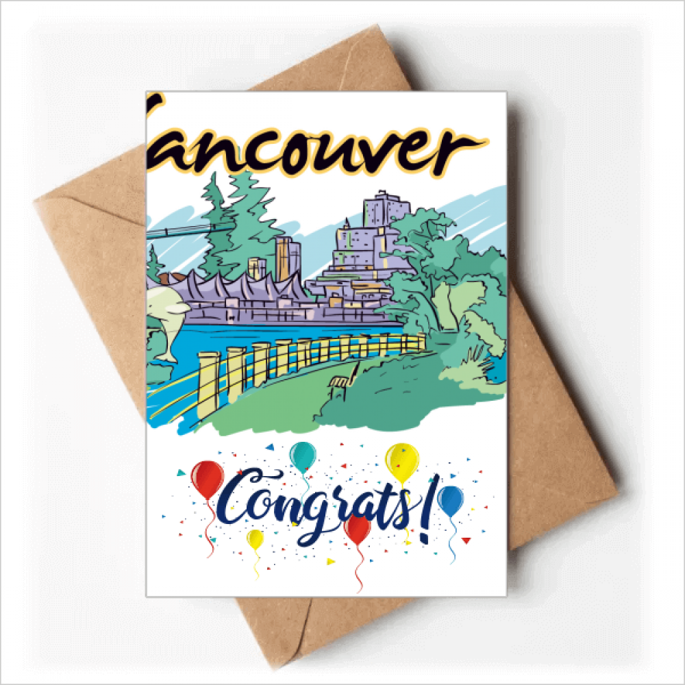 Canada Flavor Vancouver Landmark Picture Wedding Cards Congratulations