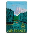 thumbnail image 1 of Canada - France - Vintage Airline Travel Poster by Jean Doré c.1951 - 8 x 12 inch Vintage Wood Art Sign, 1 of 4