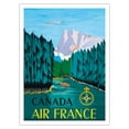 thumbnail image 1 of Canada - France - Vintage Airline Travel Poster by Jean Doré c.1951 - Bamboo Fine Art 290gsm Paper Print (Unframed) 24x32in, 1 of 4