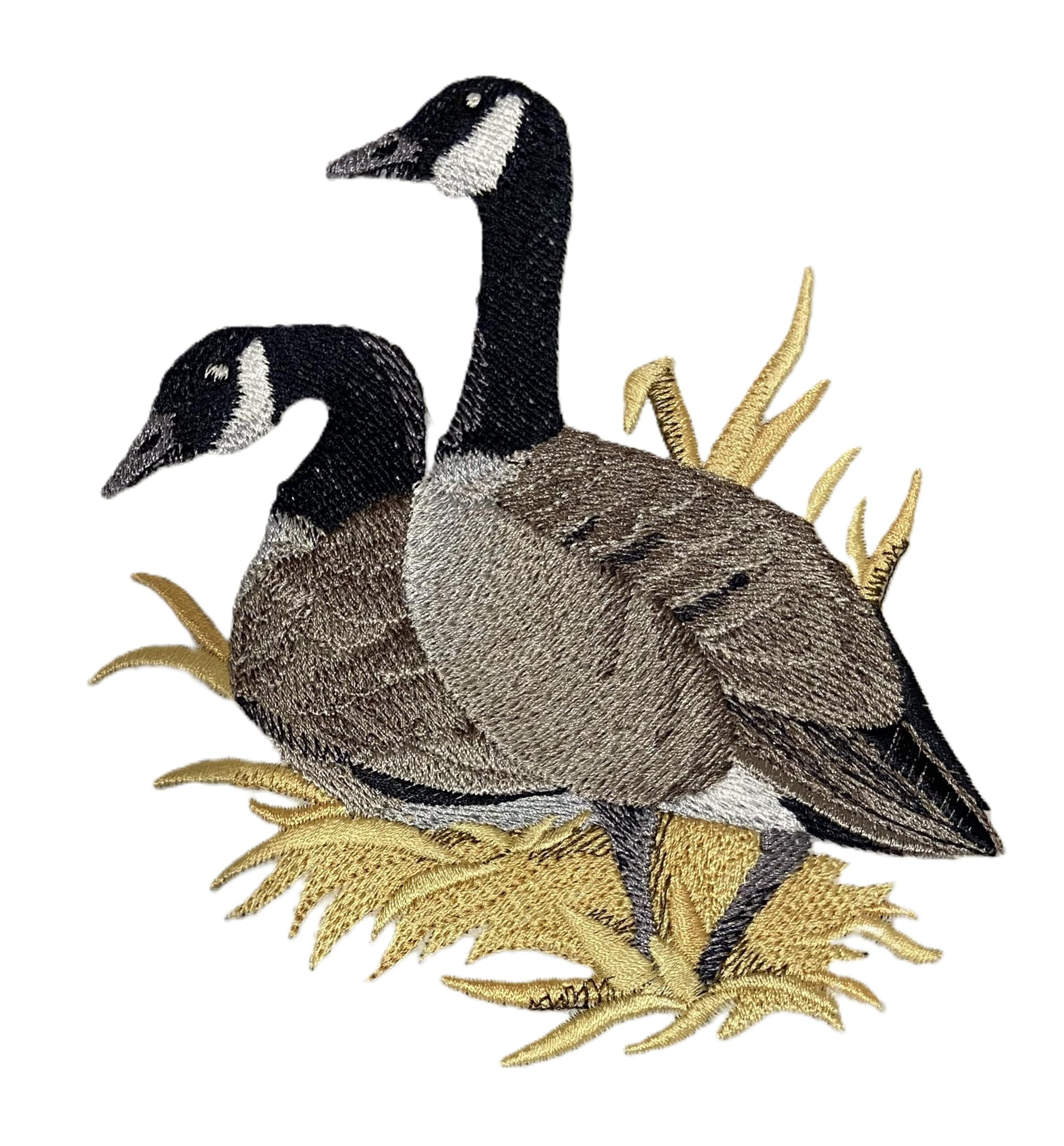 Canada Goose Pair on The Shore Embroidered Iron On Patch â Applique for Jackets, Backpacks, DIY Crafts â (4.85" x 5.47") Sew On Parrot Patch for Clothing  Accessories