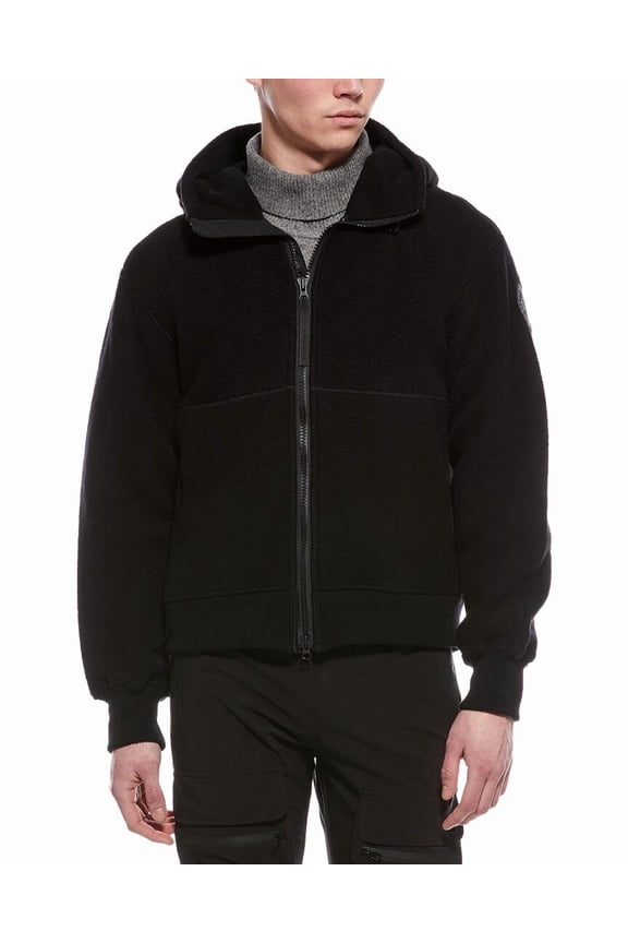 mens  Chilliwack Wool-Blend Fleece Bomber Jacket, m, Black