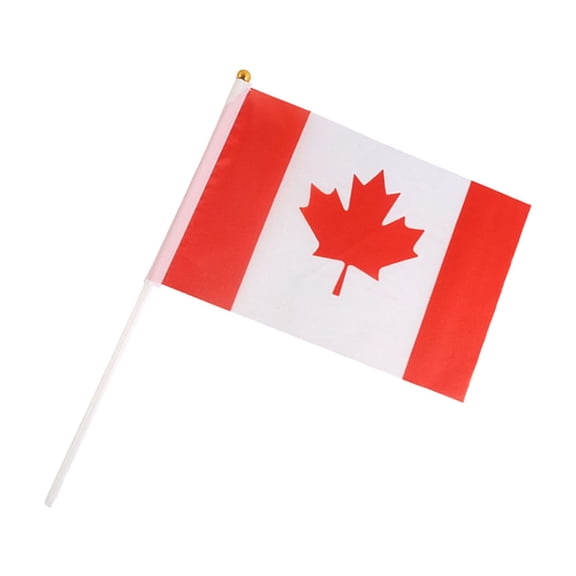 Canada Hand Held Mini Flag Canadian National Stick Flag For Canada Day Sports Events Parties Garden(Red-30Cm)