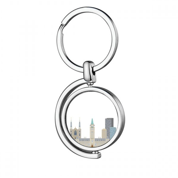 Canada Landmark and City Rotating Keychain Metal Keyring Holder