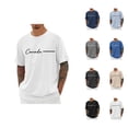 thumbnail image 1 of Canada Letter Graphic Tees for Men Summer Short Sleeve Crewneck Casual Canada Travel T Shirts Streetwear, 1 of 5