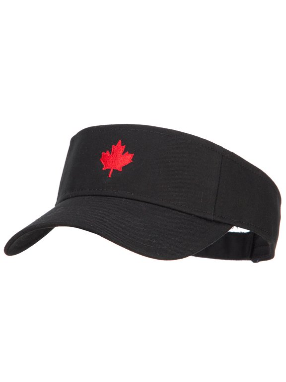 Canada Logo Maple Leaf Embroidered Cotton Sun Visor - Black OSFM