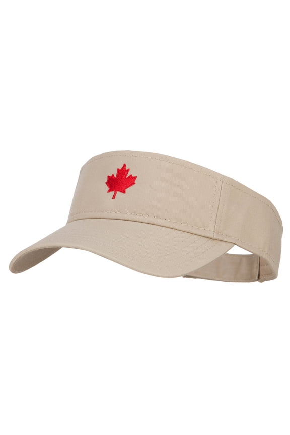 Canada Logo Maple Leaf Embroidered Cotton Sun Visor - Khaki OSFM