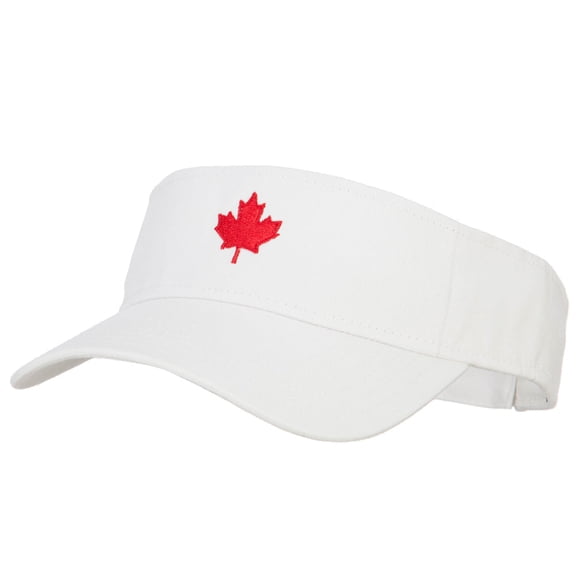 Canada Logo Maple Leaf Embroidered Cotton Sun Visor - White OSFM