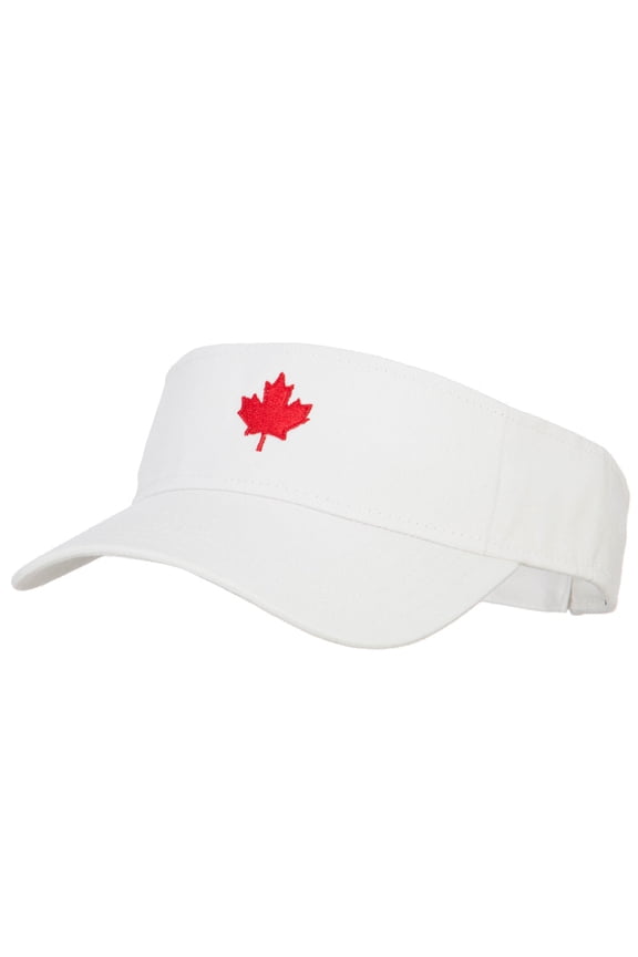Canada Logo Maple Leaf Embroidered Cotton Sun Visor - White OSFM