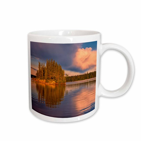3drose, Canada, Manitoba, Paint Lake Provincial Park, Island at Sunrise., 11oz Mug