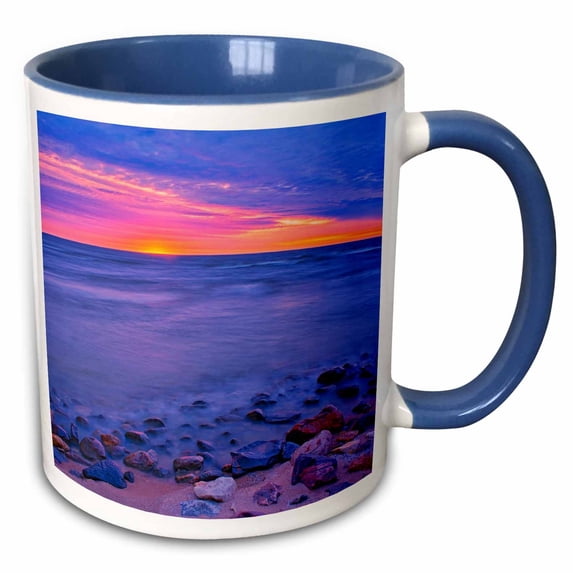 3drose, Canada, Manitoba, Winnipeg. Sunrise on Lake Winnipeg., 15oz Two-tone Blue Mug
